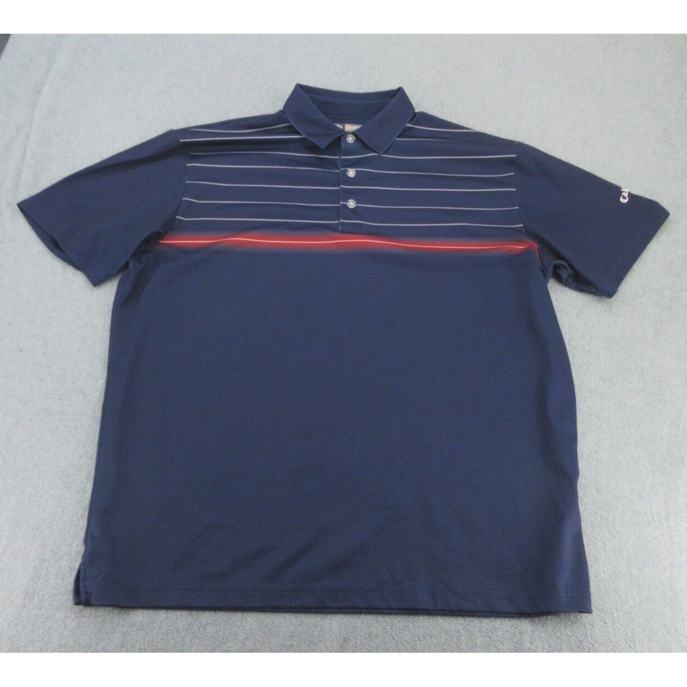 Callaway Mens Polo Regular Navy Blue Striped Short Sleeve Opti-Dri XL